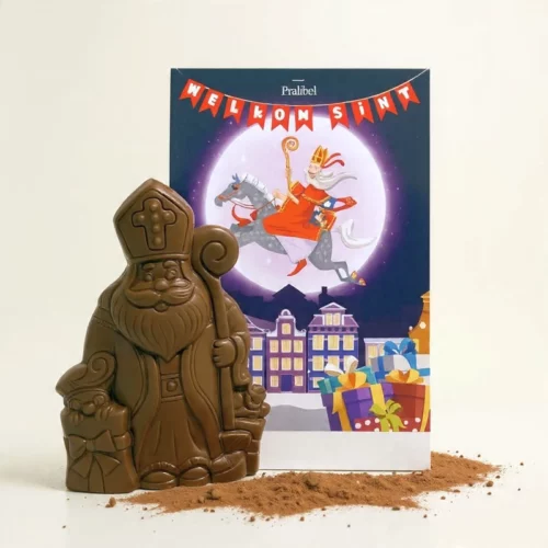 Speelgoedsint in melk of fondantchocolade van Praliboetiek
